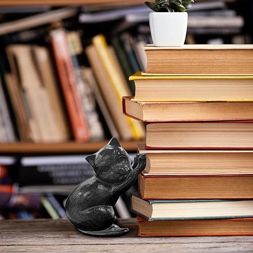 Miniatura 5 de Tope de puerta de gato, tope de puerta de hierro fundido, bonitos sujetalibros decorativos, estatuas de pisapapapeles, decoración antigua de metal