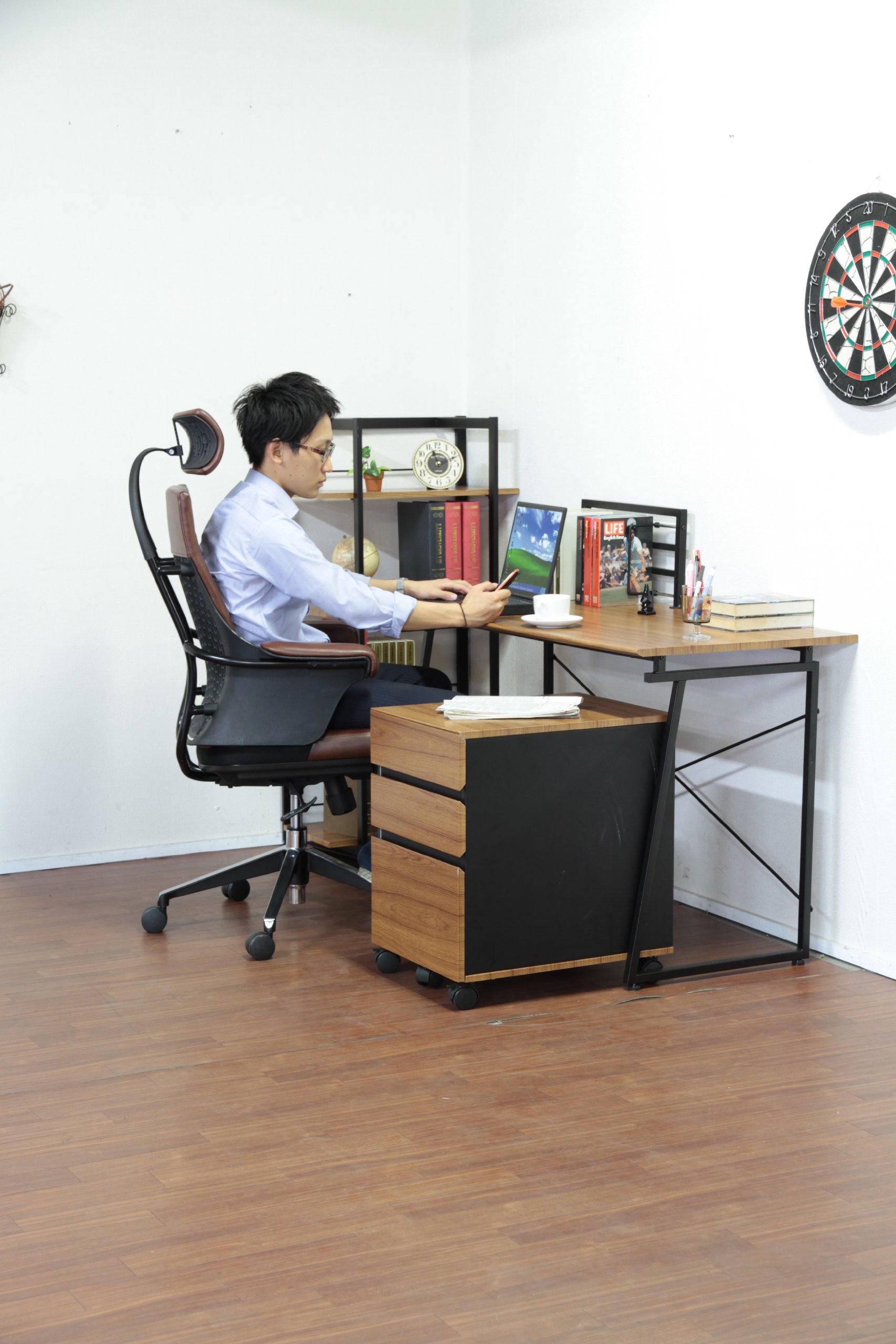 Amazon｜不二貿易 キャビネット デスクワゴン 3段 幅40cm ブラウン  