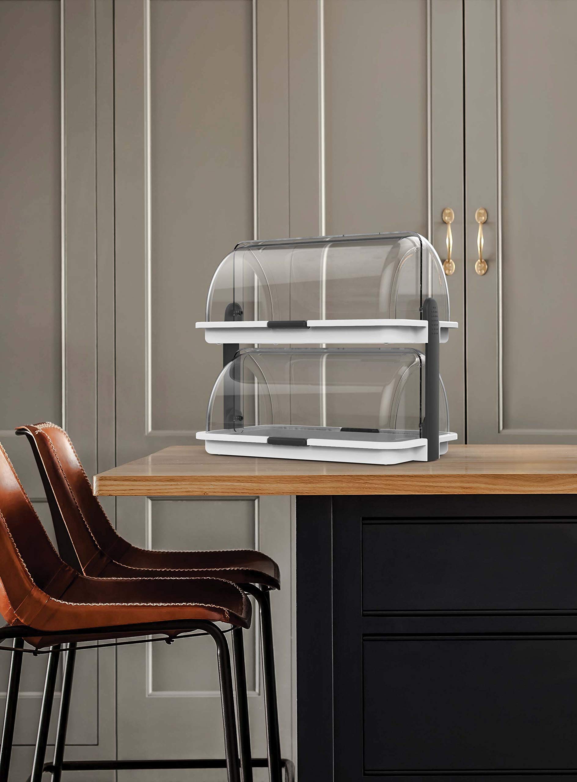 Biesse - Vitrine Présentoir pour Aliments, Moyenne, Double, Plastique (Blanc)