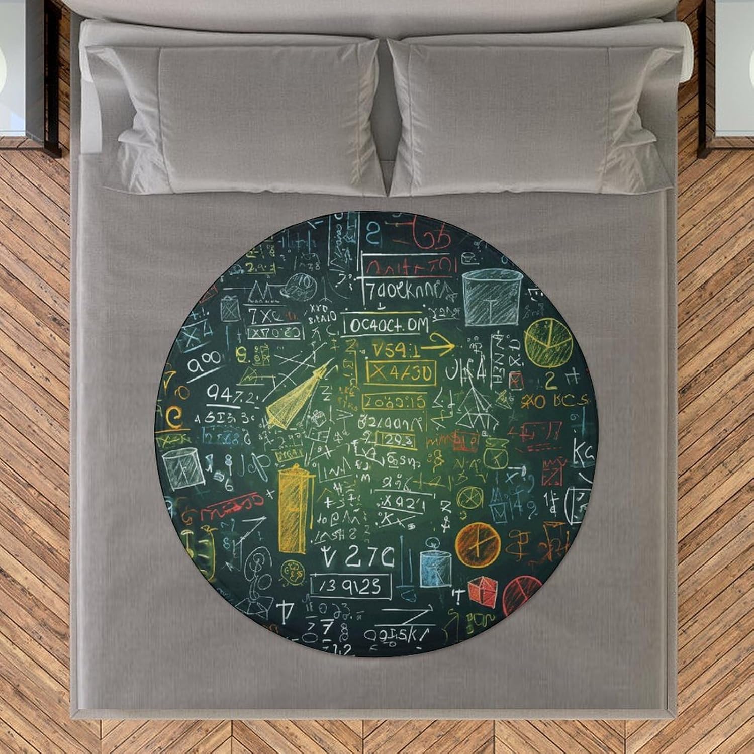 Math Question Blanket Round Beach Tapestry Flannel Round Tablecloth Boho Beach Blanket Home Decor Indie Rug Comfortable Yoga Mat for Multi Scenario Usage