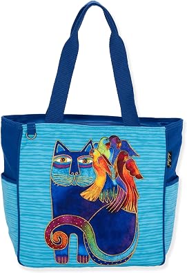 Laurel Burch Catmandu Tote Bag Spacious Shoulder Bag with Vibrant Cat Print