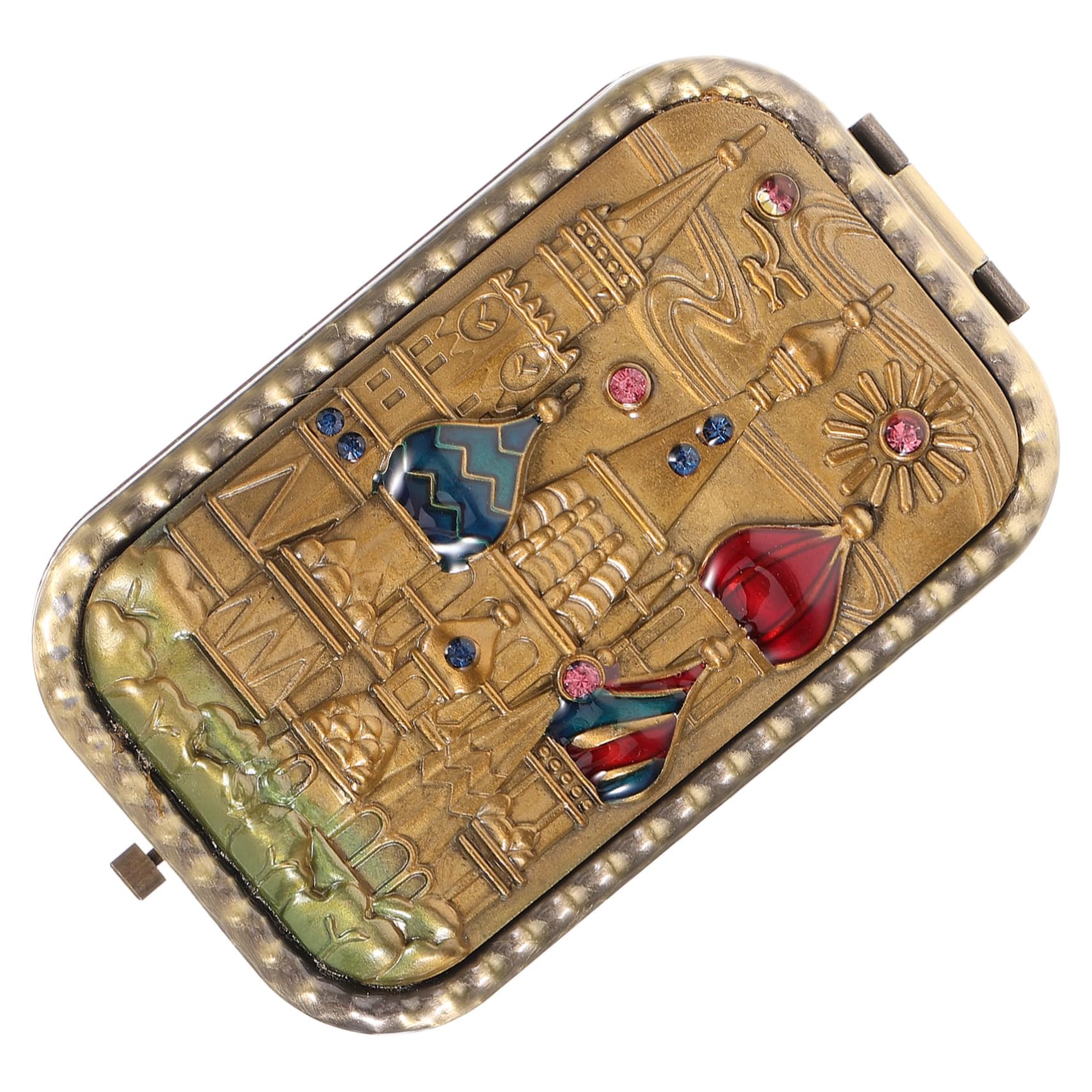BESTYASH 4 Pezzi specchio cosmetico piccolo specchio ingrandimento mini da borsa compatto Trucco Fare specchietto pieghevole retrò tenuto in mano Metallo