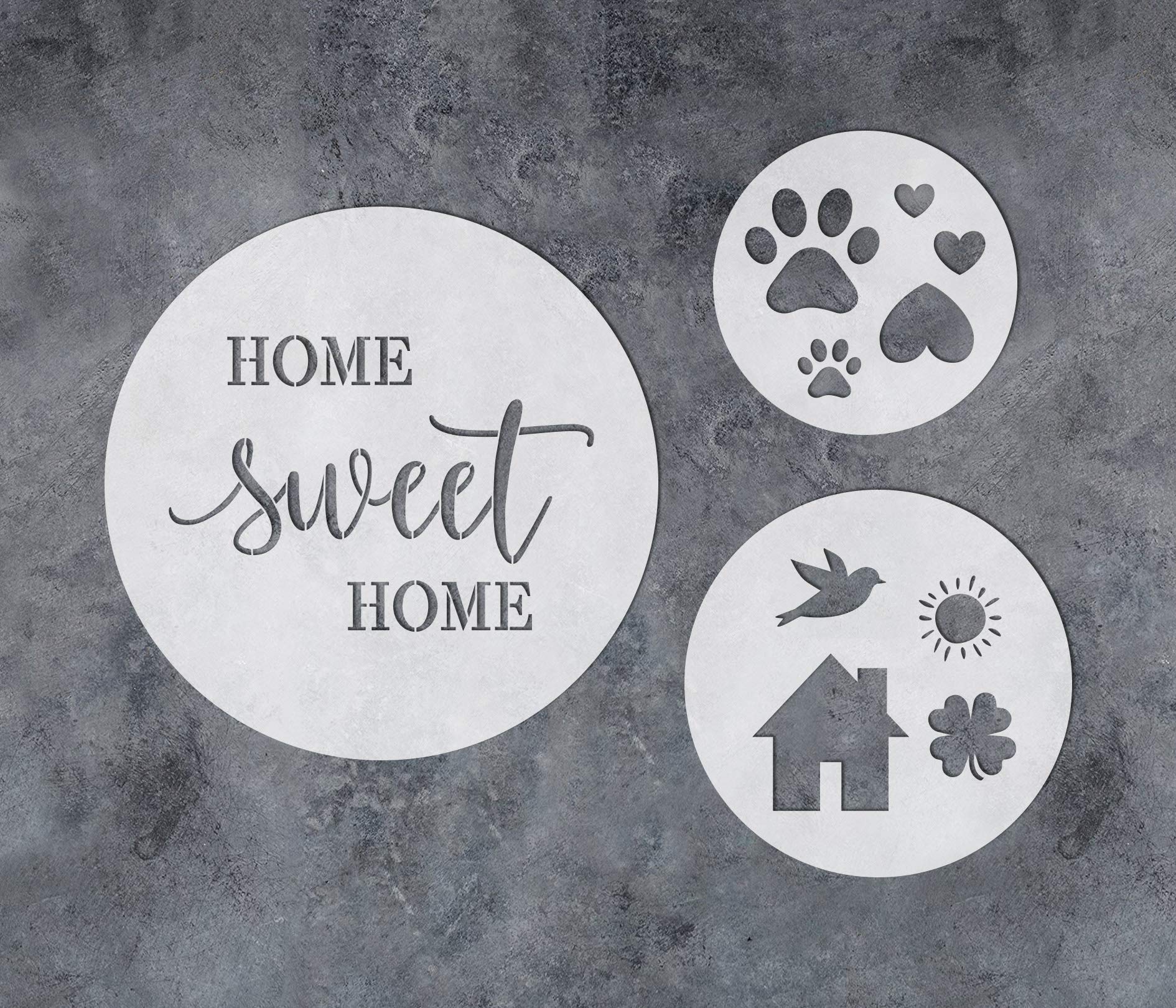 GSS Designs Home Sweet Home Stencil - Pack of 3 Circle Stencils for Painting - Reusable Mylar Stencils for Painting on Wood Door Signs - Assorted Size Circles