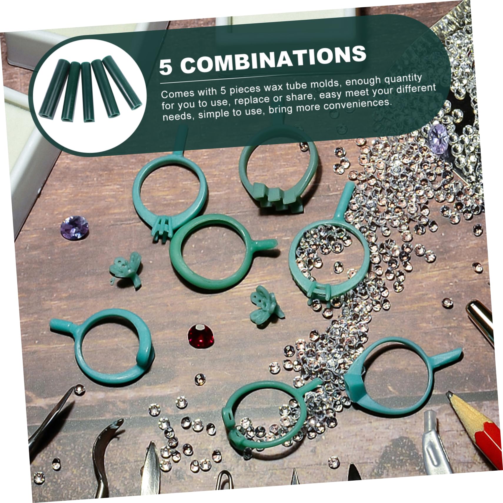 Homoyoyo Wax Tube Ring Model Kit 5 Pieces Wax Tube Tool for Jewelry Making Strong Tear-Resistant