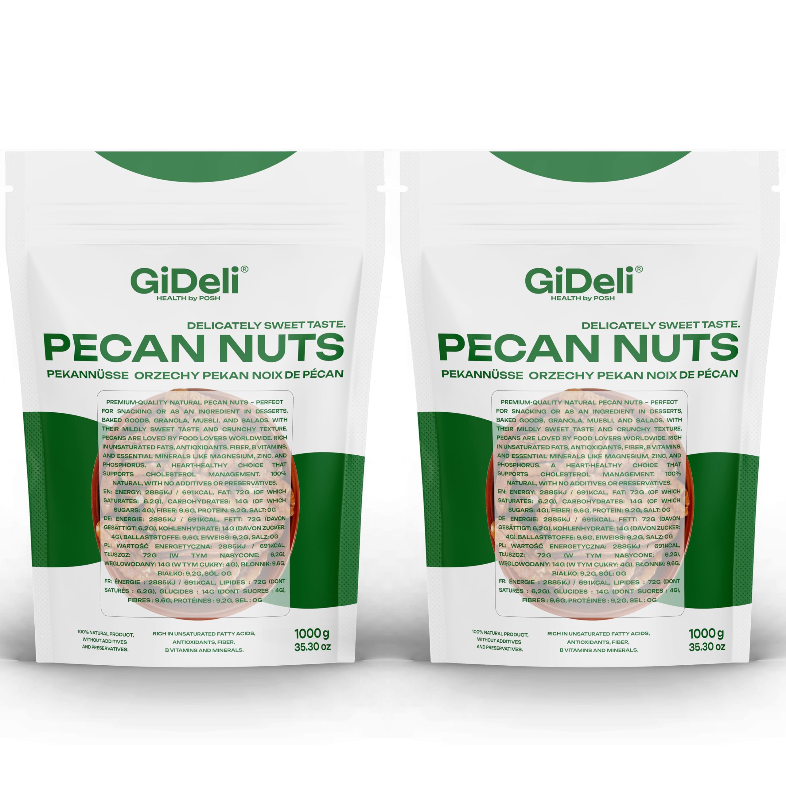 Gideli Pekannüsse Ungesalzen 2x1kg healthy snacks