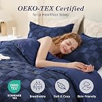 Sasttie Queen Comforter Set, 3-Piece Boho Tufted Bedding, Ultra Soft Brushed Checkered Bed Set for Bedroom, Guest Room & Dorm All-Season Use, with Plaid Geometric Design, Navy Blue