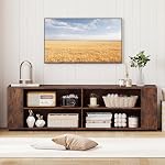 TANGKULA TV Stand Modern Wood Storage Console Entertainment Center for TV up to 59", Home Living Room Furniture with 8 Open Storage Shelves (Walnut)