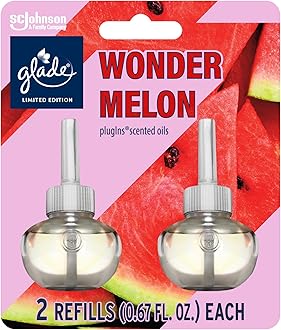 Glade PlugIns Refills Air Freshener, Wonder Melon, Scented and Essential Oils for Home and Bathroom, 0.67 Fl Oz, 2 Count