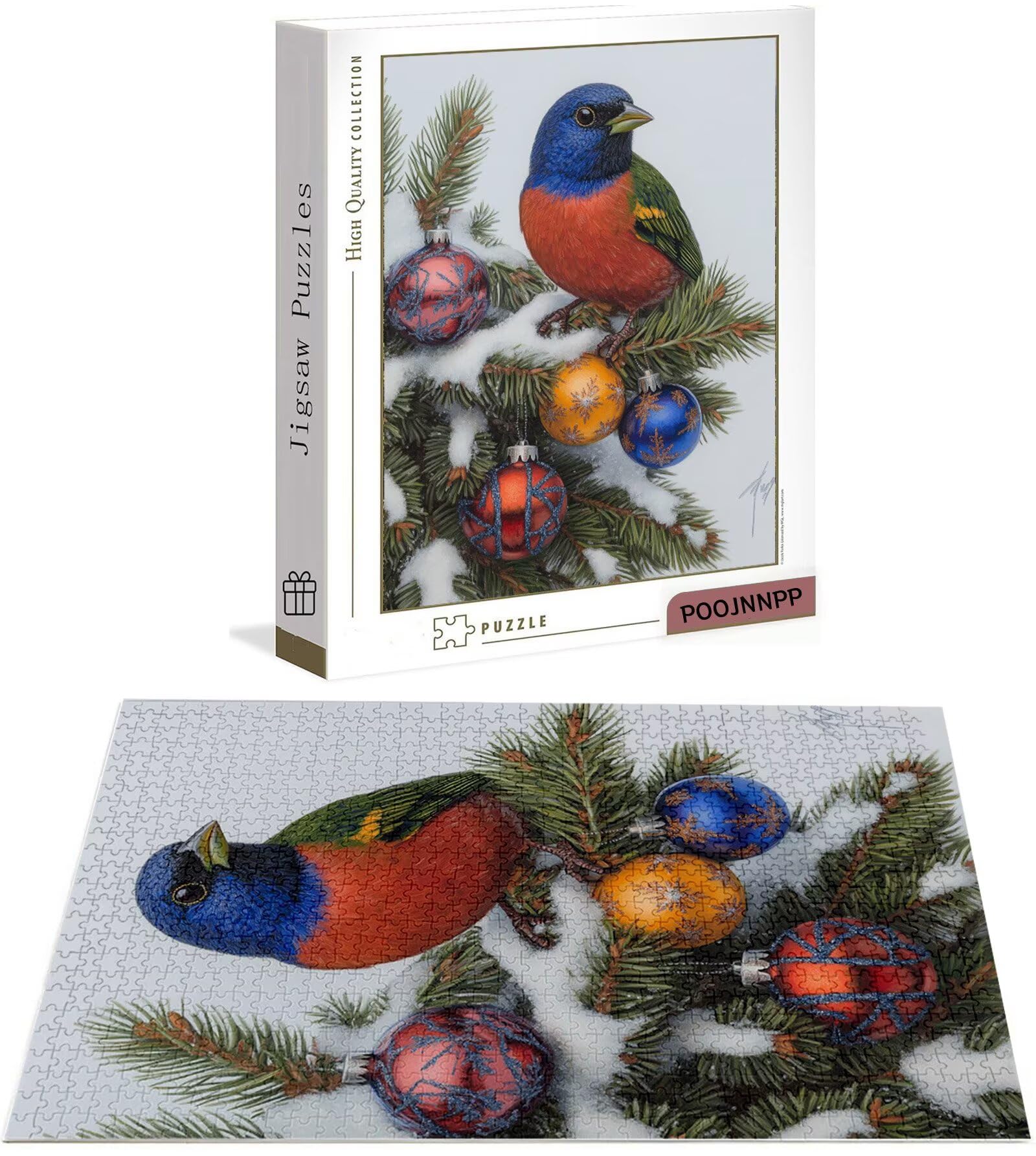 Puzzle Natale Puzzle 1500 Pezzi Jigsaw Adulti DIY Classici Gioco, Puzzles a Forma di Uccello, Giochi Rilassamento e Intelligence per Ragazzi da 14 Anni 87 x 57 cm/1500 pcs con Regalo in Legno B-4603