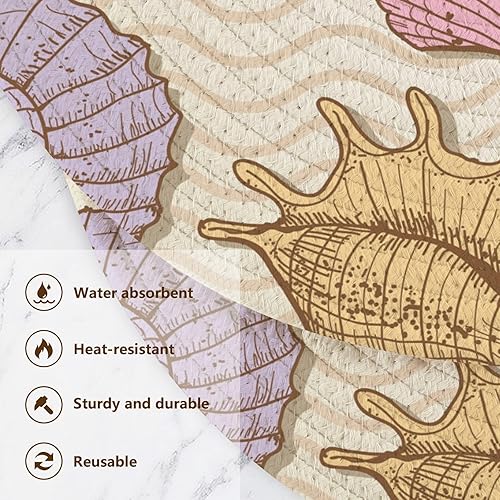 Miniatura 3 de 3 Pcs Trivet Seashell Starfish on Twill for Hot Pots and Pans 15in Cotton Thread Weave Hot Pot Holders for Cooking Pot Spoon Rest for Cooking and