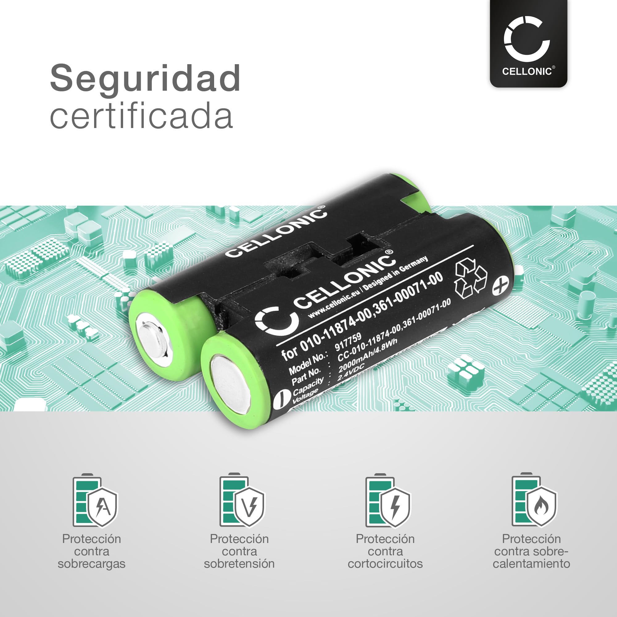 CELLONIC 2X Batería para GPS Navegación Compatible con Garmin Alpha 50, Montana 700, GPSMAP 64s, 010-11874-00 - (2000mAh, 2.4V)
