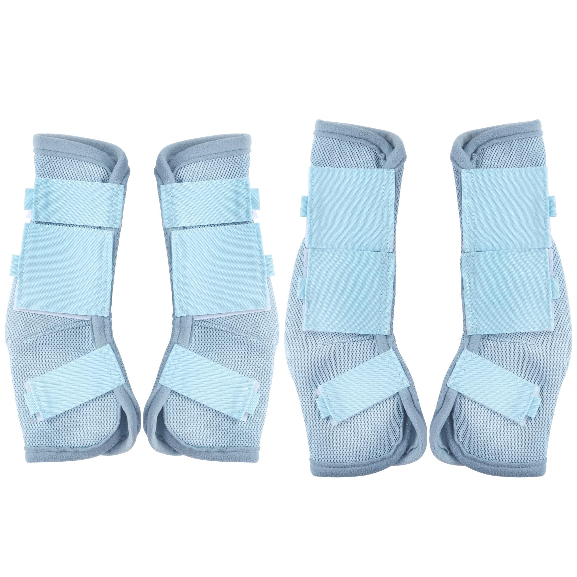Leberna Horse Fly Boots Set of 4 - Breathable Comfy Mesh Horse Leggings Reduce Stomping, Hoof Stress, and Leg Fatigue (Light Blue, Full)