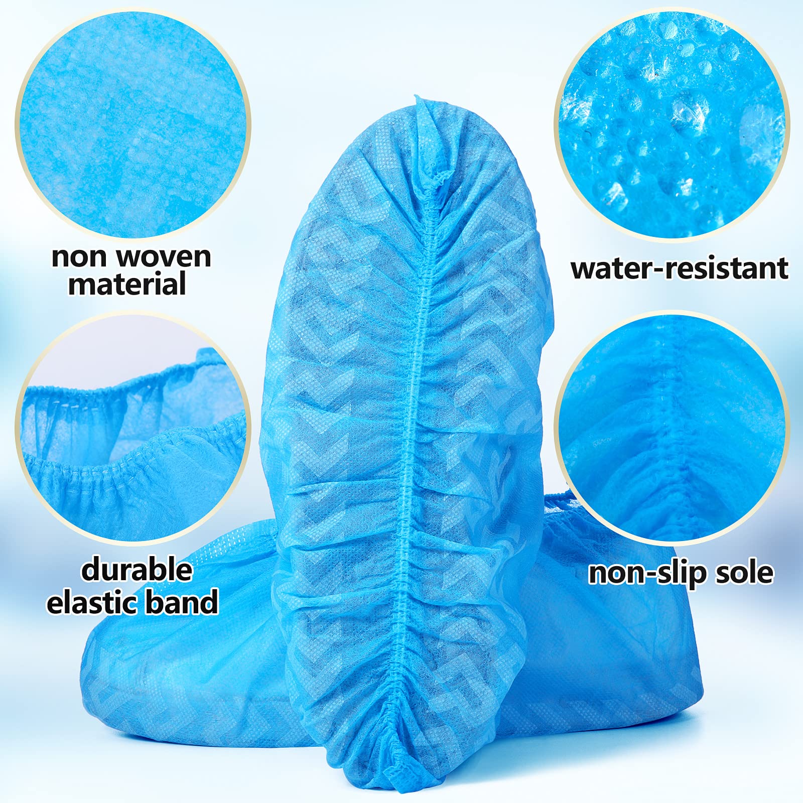 Lot de 300 housses de chaussures jetables antidérapantes pour chaussures - Pour intérieur et entrepreneurs - Taille unique - Bleu