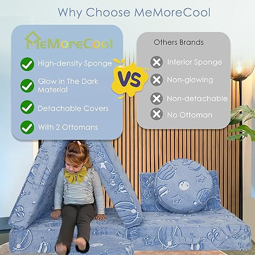 Miniatura 77 de MeMoreCool Sofá modular de 8 piezas para niños, sofá de espuma convertible rosa para sala de juegos Rosa (Dusty Rose),Verde bosque,2-marino,Azul