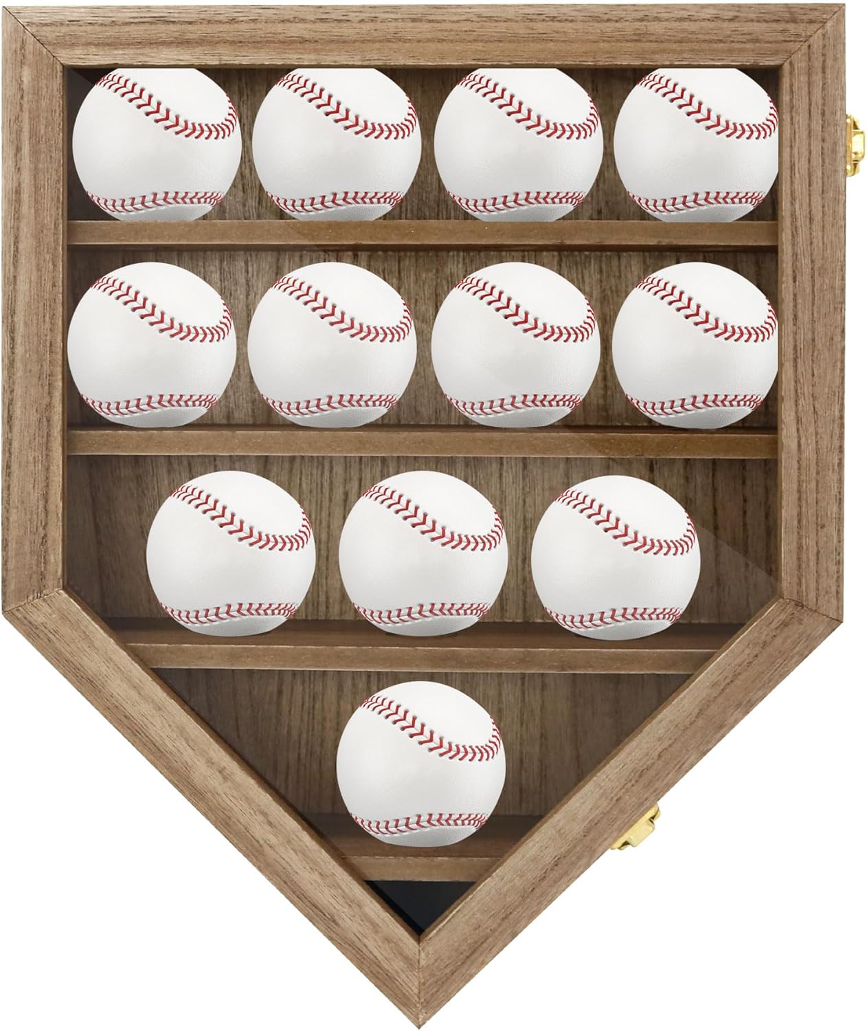 Baseball Display Case,Baseball Holder Display Case for 12 Baseballs, Wall Mount Baseball Shadow Box with Acrylic Door, Display Cabinet for Baseball Enthusiast Collectible,13x16,Carbonized