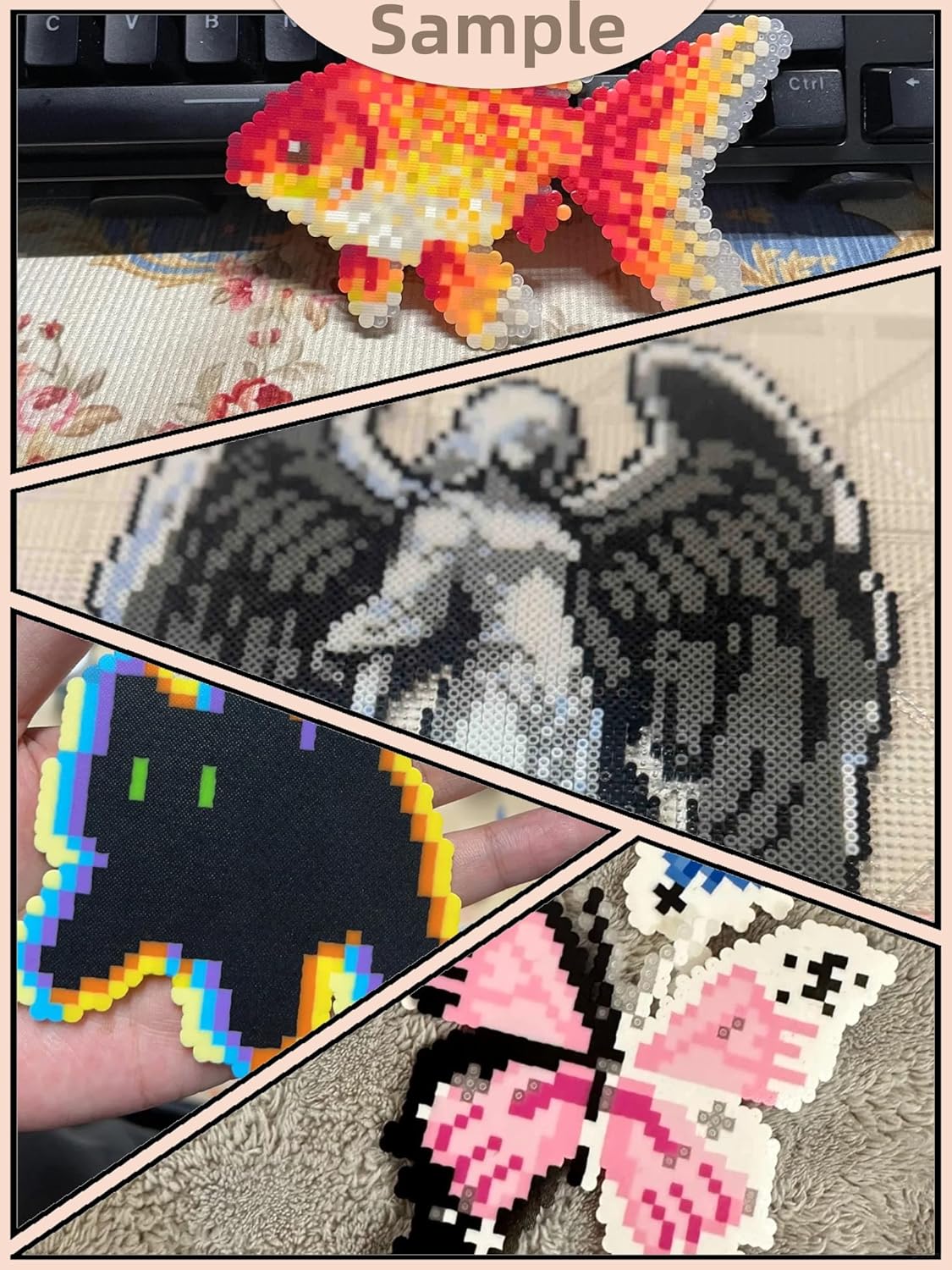 Psykade Fuse Beads Kit-Easy DIY-96 Colors 53000 2.6mm, 200+ Patterns, Built-in Iron | DIY Crafts Supplies for Women, Art Decorations for Room, Ideal Gift,Pixel Art，All-in-One