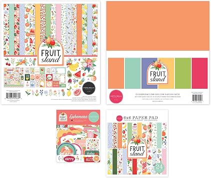 Carta Bella Fruit Stand Classic Bundle Collection Kit Solids Kit Ephemera 6x6 Paper Pad Art Craft Kit