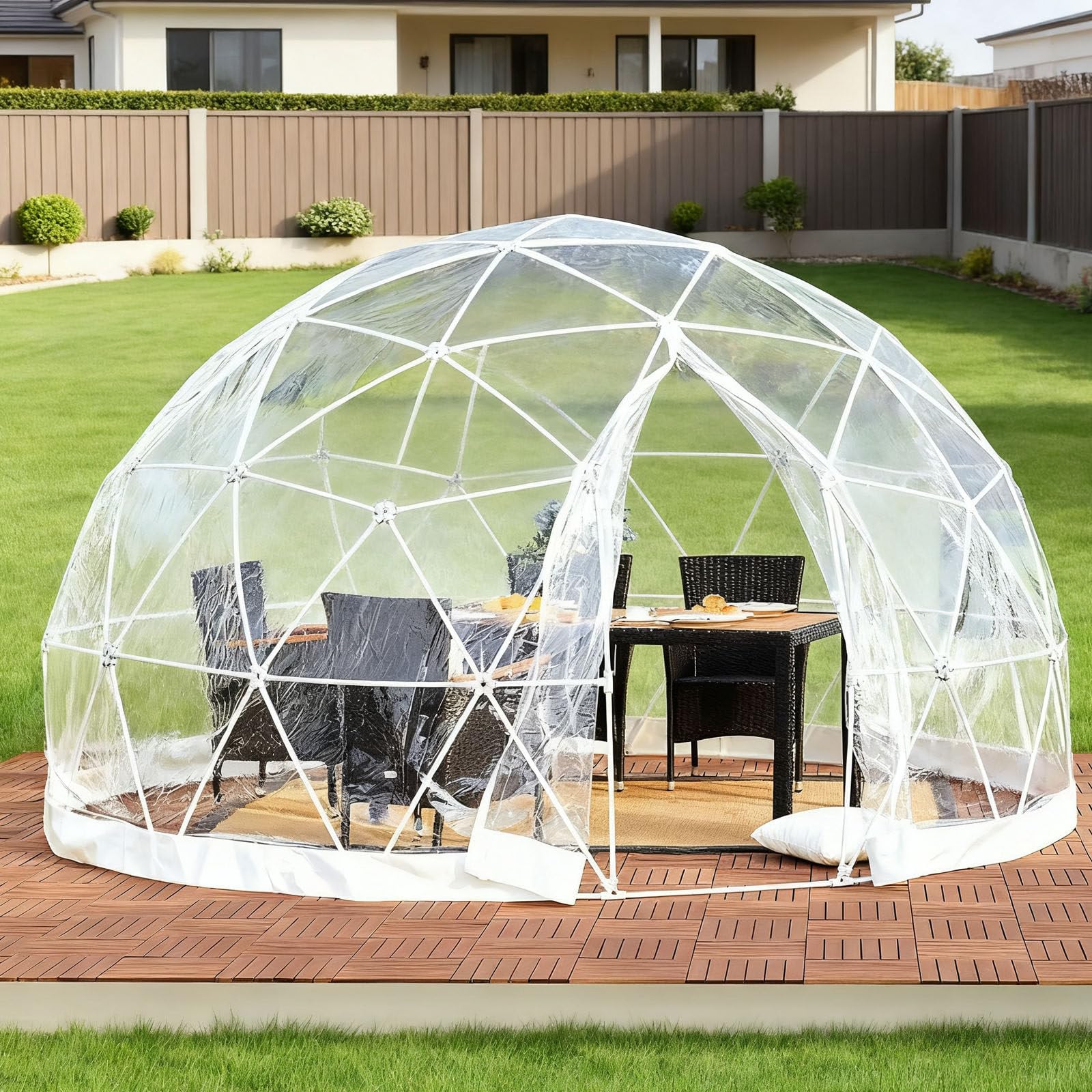 Namiot kopułowy, szklarnia geodezyjna, odporny na warunki atmosferyczne, przezroczysty namiot kopułowy Igloo na podwórko, imprezę, 3,7 m x 2,2 m