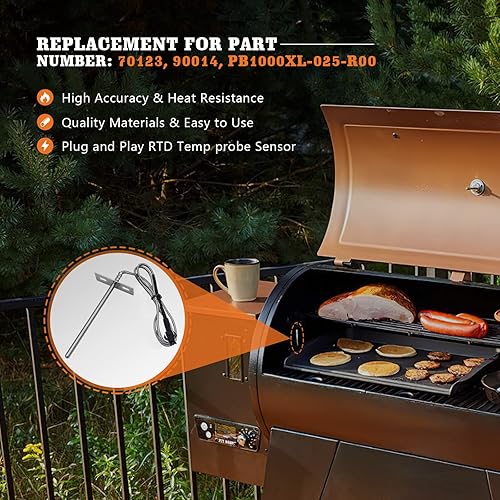 Miniatura 7 de Kit de piezas de repuesto sonda de carne de temperatura y sonda de sensor para parrillas de pellets Pit Boss y ahumadores, con 2 ojales de sonda,