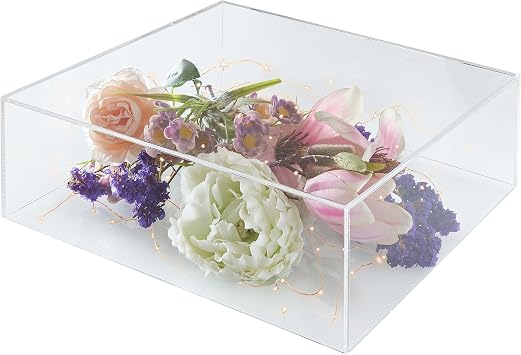 NOKI Square Acrylic Cake Stand 12 Inch Cake Stand with Hollow Bottom, Fillable Decorative Cake Riser Stand for Display, Large Clear Cake Stands for Wedding, Birthday and Party