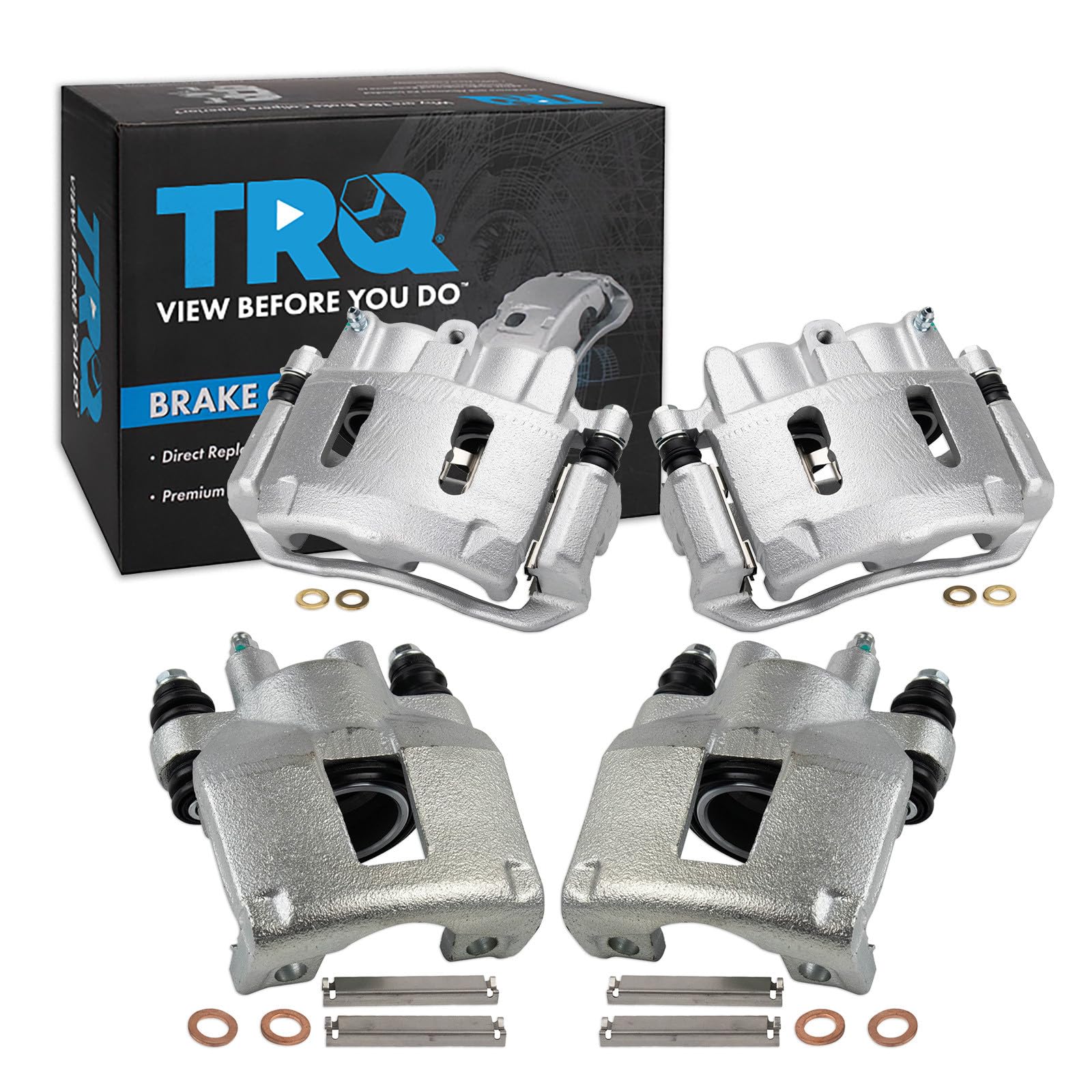 TRQ Front and Rear Brake Caliper Set Zinc Coated Brackets Compatible with 1995-2001 Ford Explorer 2002 Ranger 1997-2001 Mercury Mountaineer
