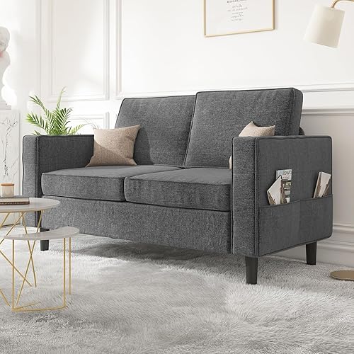 Miniatura 15 de Mjkone Sillón, silla decorativa con bolsillos de almacenamiento, moderna silla individual para sala de estar, apartamento, espacios pequeños,