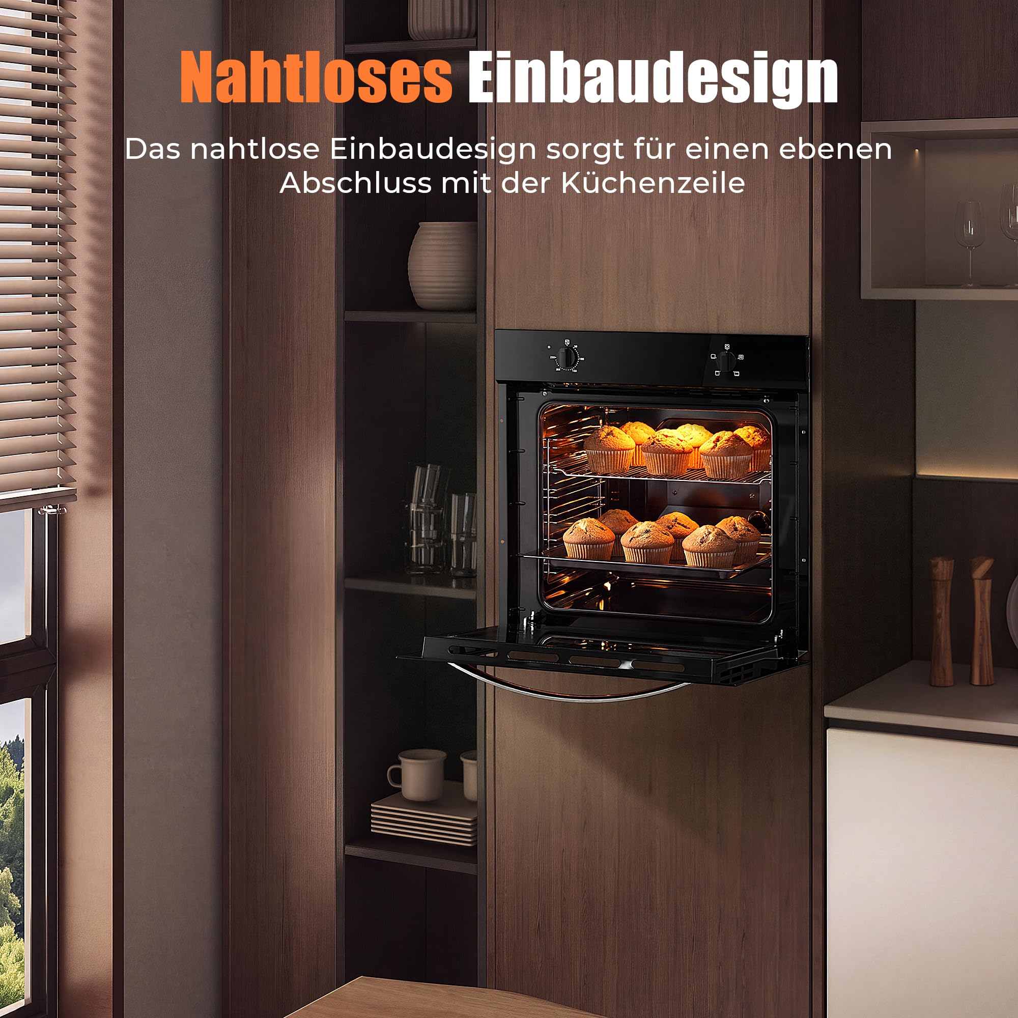 Forno da 65 l con spina, forno da incasso, 4 funzioni, nero