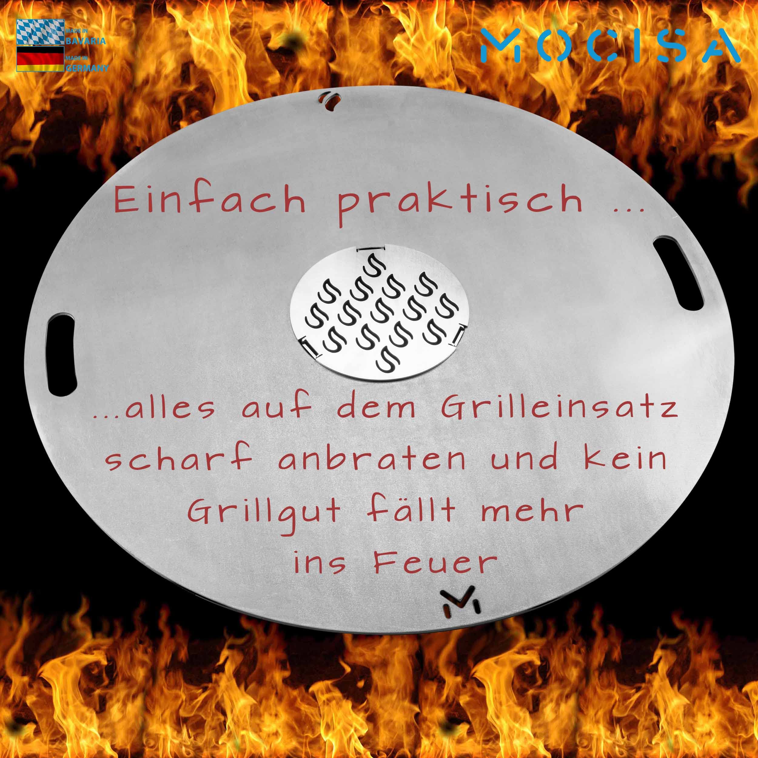 Grilleinsatz Ø 20cm Edelstahl 3mm geschliffen für Feuerplatte | Grillplatte | Feuertonnen | Kugelgrills