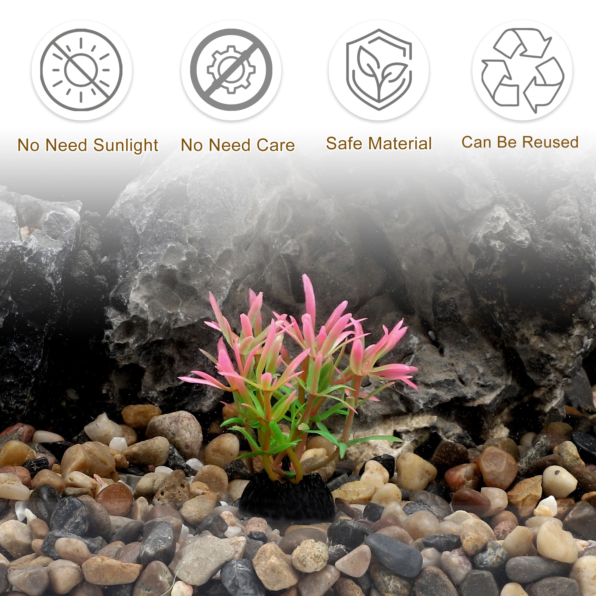 CAPASTEC Plastic Aquarium Plants, Small Aquarium Plastic Plants, Pink Green, Pink, Green - Image 4