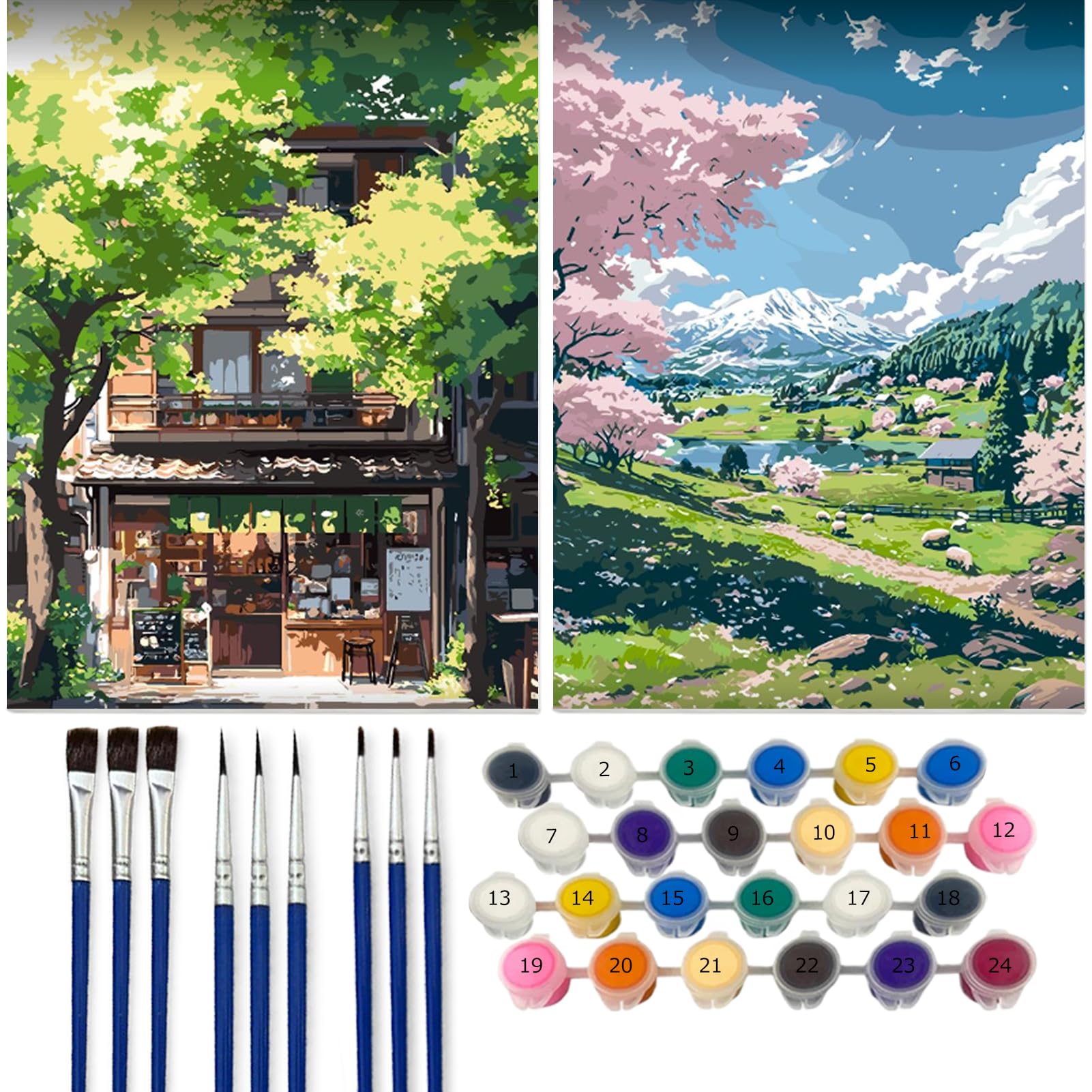 Amazon | ペイントバイナンバー 2枚セット 数字油絵 キャンバス DIY