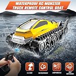 Fistone Amphibious Remote Control Car, 2.4Ghz All-Terrain Remote Control Truck with Gesture Sensing, 360° Rotating RC Tank Crawler Waterproof Off-Road RC Car, RC Boat for Kids Boys
