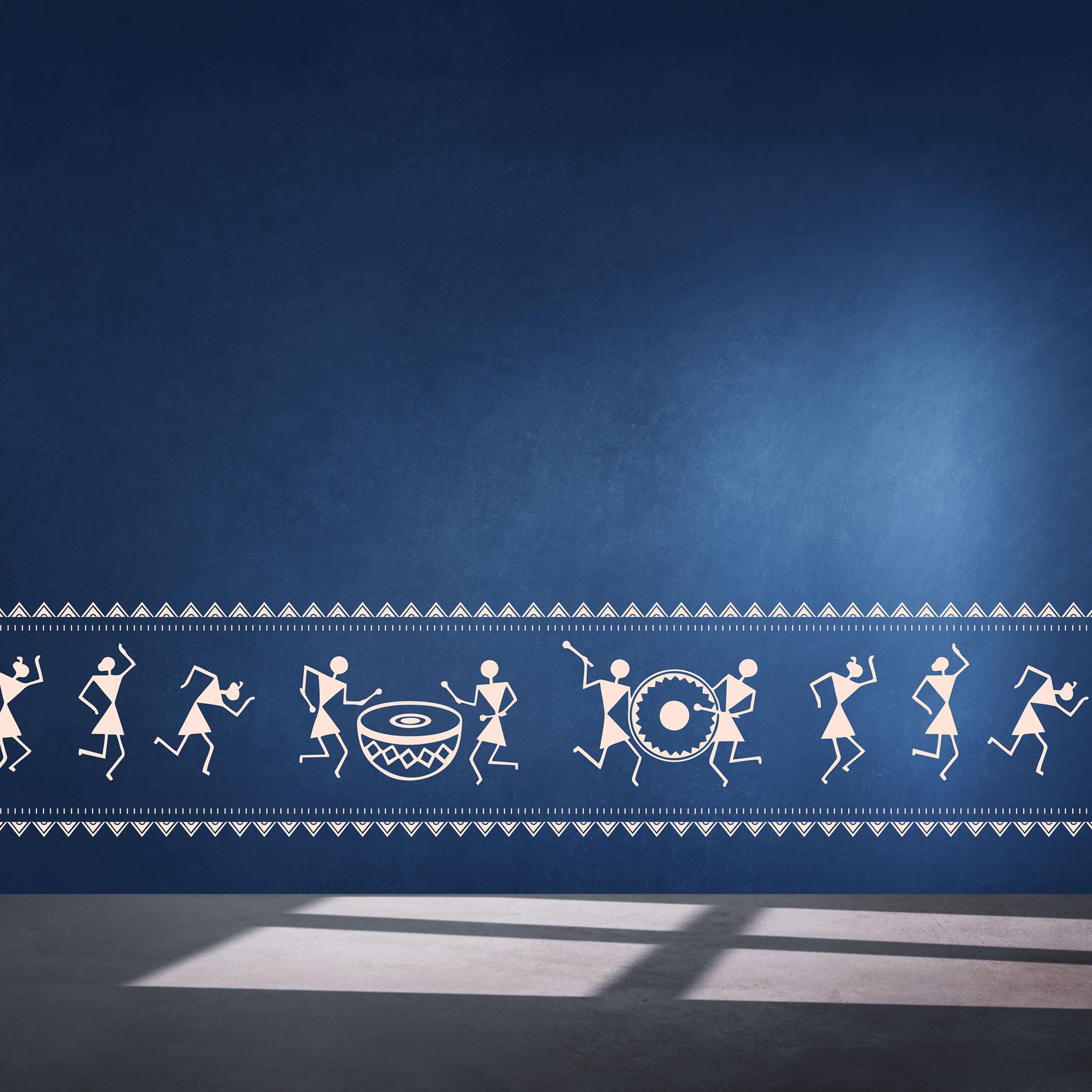 StenCart Stencils for Wall Painting Warli Tribal Art Reusable Wall Stencils for Painting (16 inch x 24 inch)–Suitable for Room Decor, Ceiling and Floors (Pack of 1, (STC1624-715))