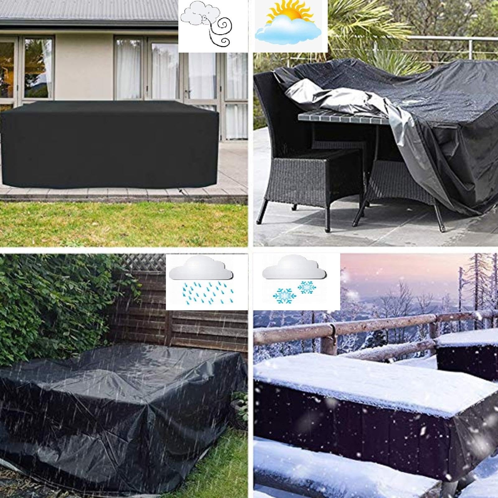 Copertura Mobili Da Giardino Telo Di Copertura per Mobili Da Giardino 275x235x80cmLxWxH Copritavolo Esterno- Tessuto 420D Oxford Coperture per Arredo Esterno Telo Copritavolo Da Esterno Rettangolare
