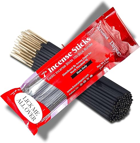 Lick Me All Over Most Exotic Charcoal 7'' Incense Sticks. Approx. 85 to 100 Sticks Per Bundle, Length - 7 Inches, Each Natural Stick Burns for 35 to
