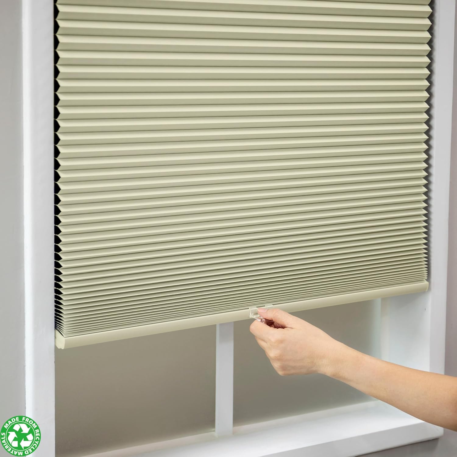 Eclipse Blackout Cellular Window Shade - Cordless Honeycomb Shades, Stylish Window Covering, Easy Lift System, Blinds for Windows, Pet & Children-Safe, 18 W x 48 L, Alabaster
