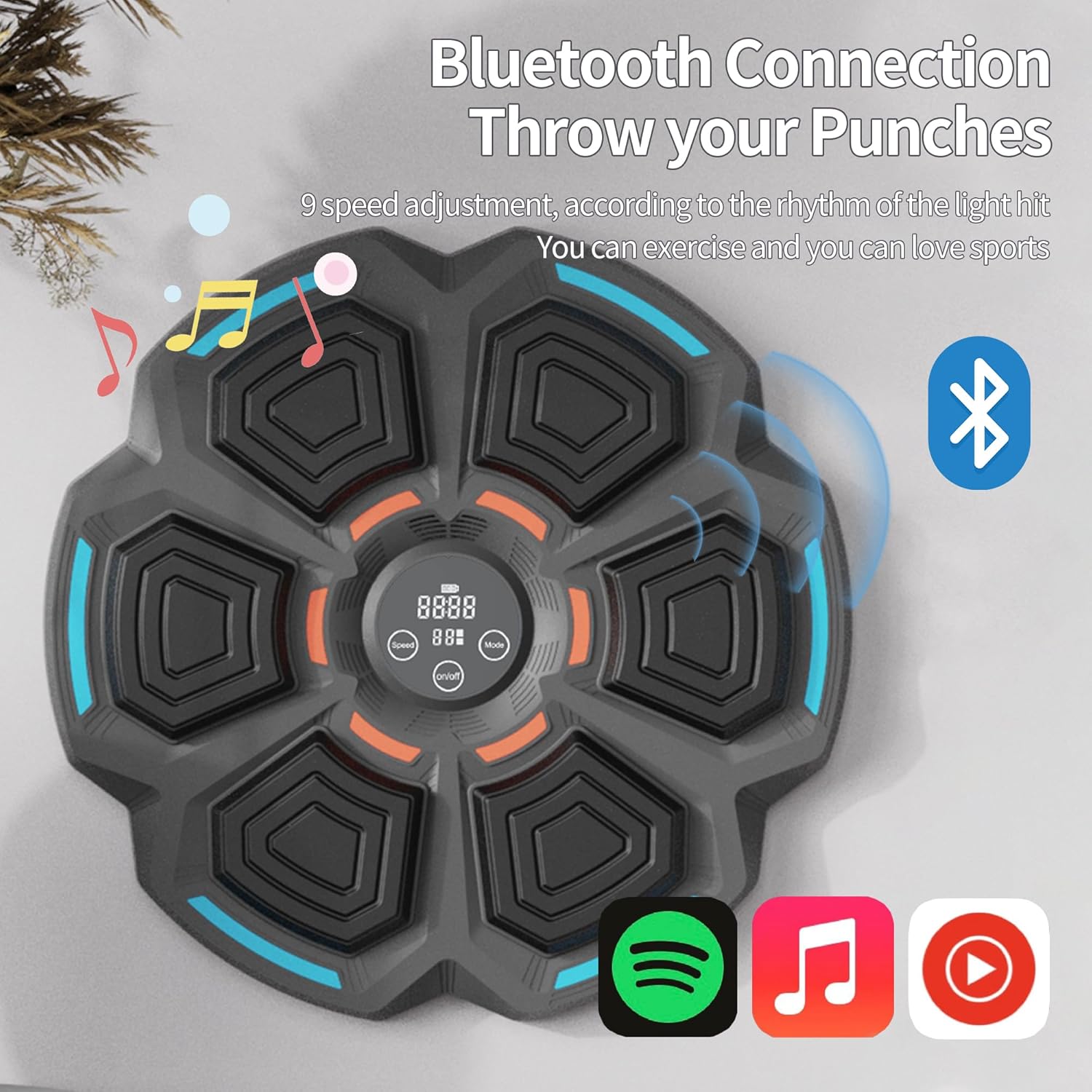 music boxing machine with gloves, wall mounted smart bluetooth boxing machine, boxing target workout punching equipment for adults kids gifts, fun boxing games for home gym dark black