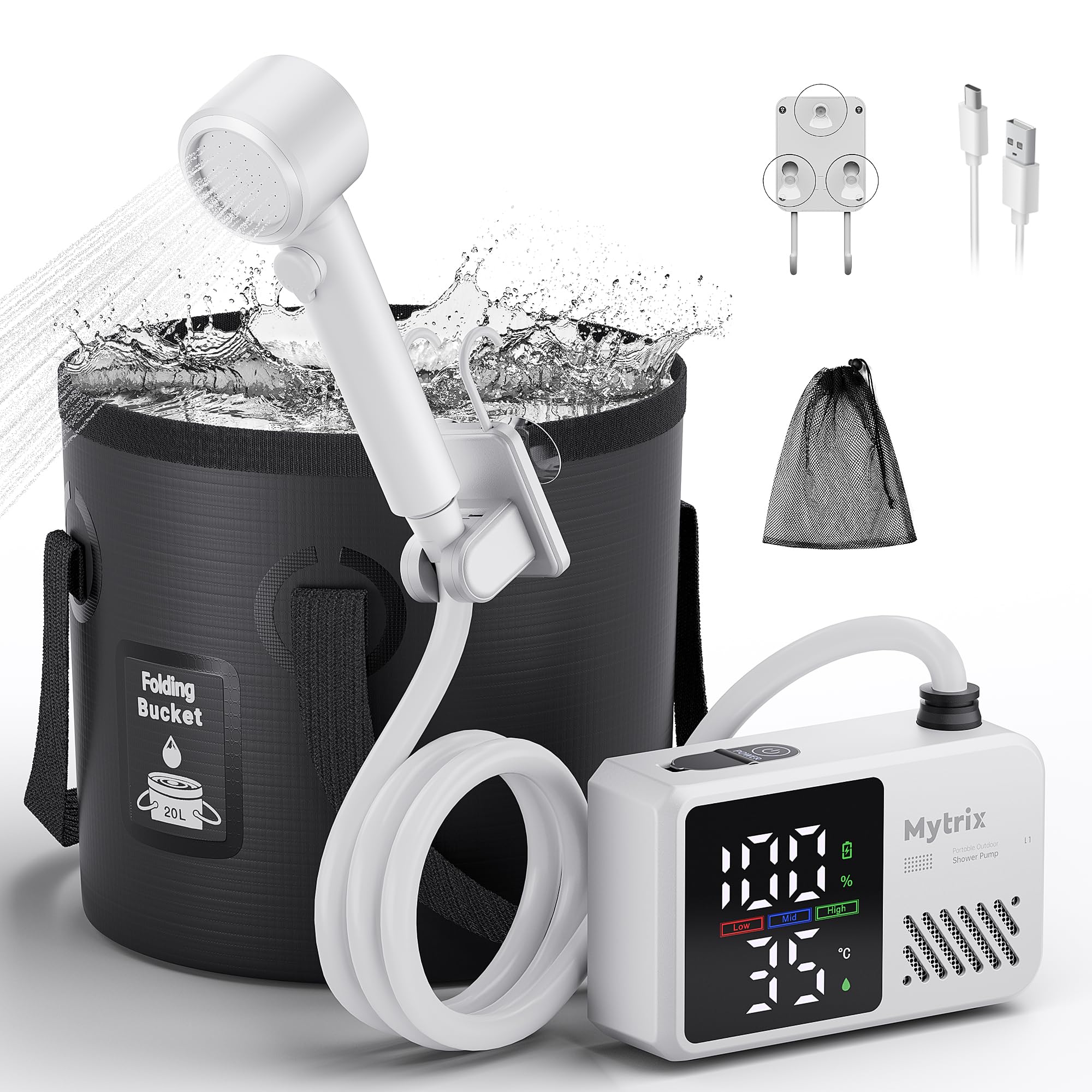 Mytrix Ensemble de douche de camping (blanc)
