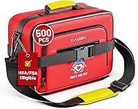 KAUGIC 500 Piece Waterproof First Aid Kit - Organized Survival Trauma Kit for Car Home Travel Camping Dorm
