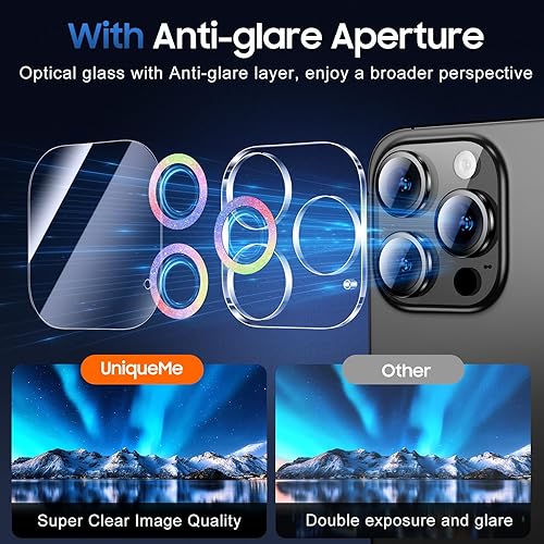 Miniatura 136 de UniqueMe [Paquete de 3 protectores de lente de cámara compatibles con iPhone 14 Pro Max/iPhone 14 Pro, vidrio templado, [compatible con fundas]
