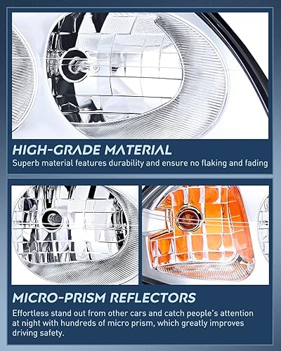 Miniatura 6 de Nilight Conjunto de faros delanteros para Chevy Impala 2000, 2001, 2002, 2003, 2004, 2005, Chevy Impala, carcasa cromada, reflector ámbar