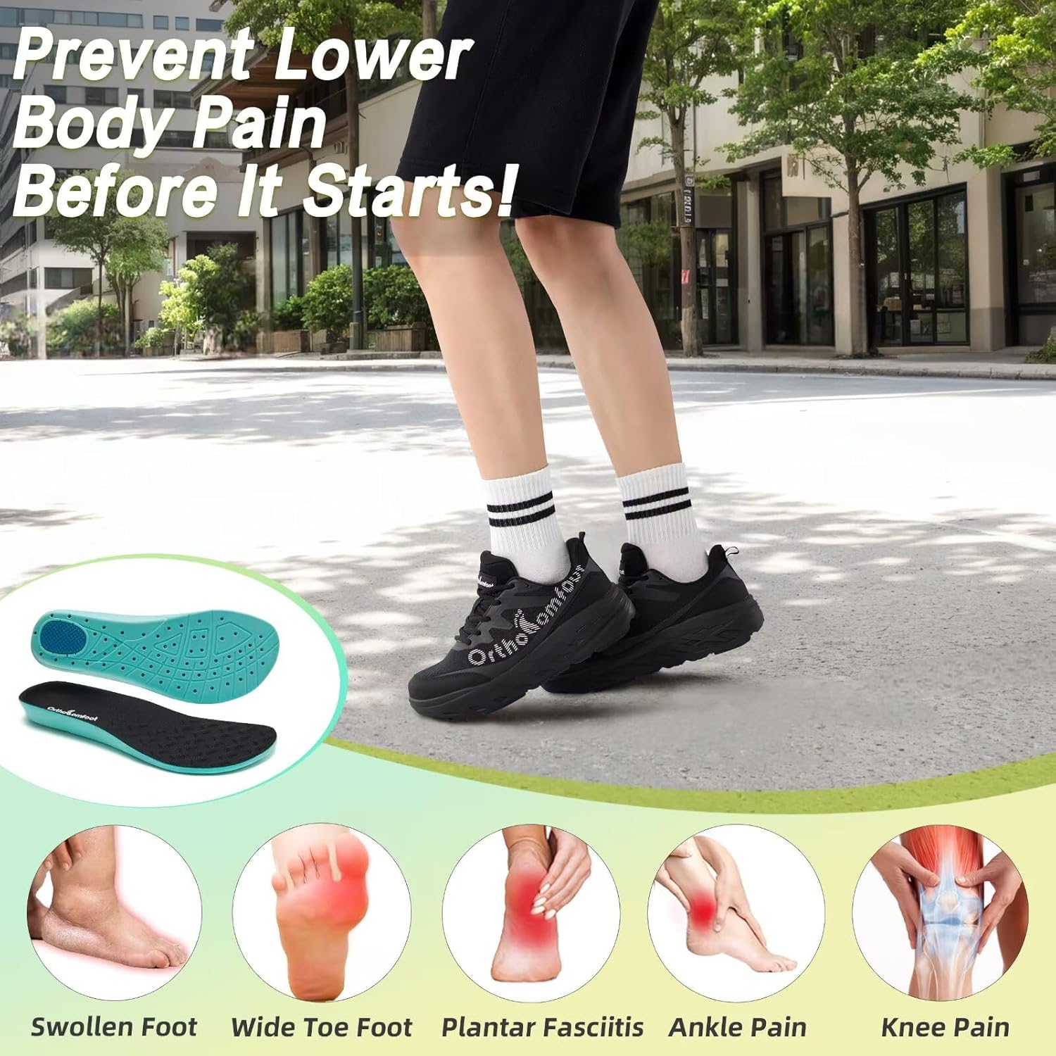 Women's Orthopedic Diabetic Wide Running Shoes: Comfortable Casual Arch Support Plantar Fasciitis Orthotic Sneakers, High Arch Swollen Work Tennis Sports Shoes for Foot and Heel Pain Relief - Image 4