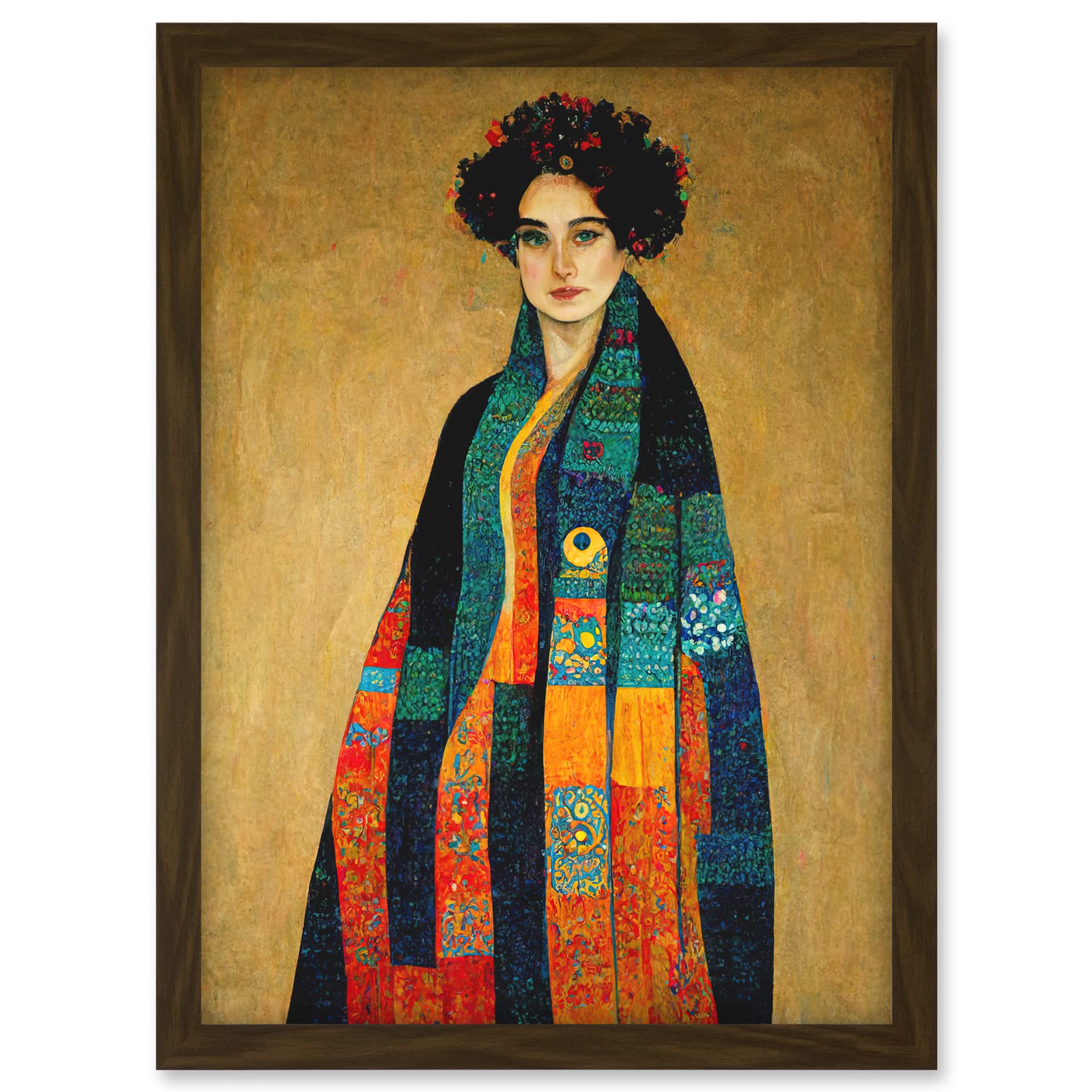 Doppelganger33 LTD Gustav Klimt Inspired Female Portrait Woman Artwork Framed A3 Wall Art Print