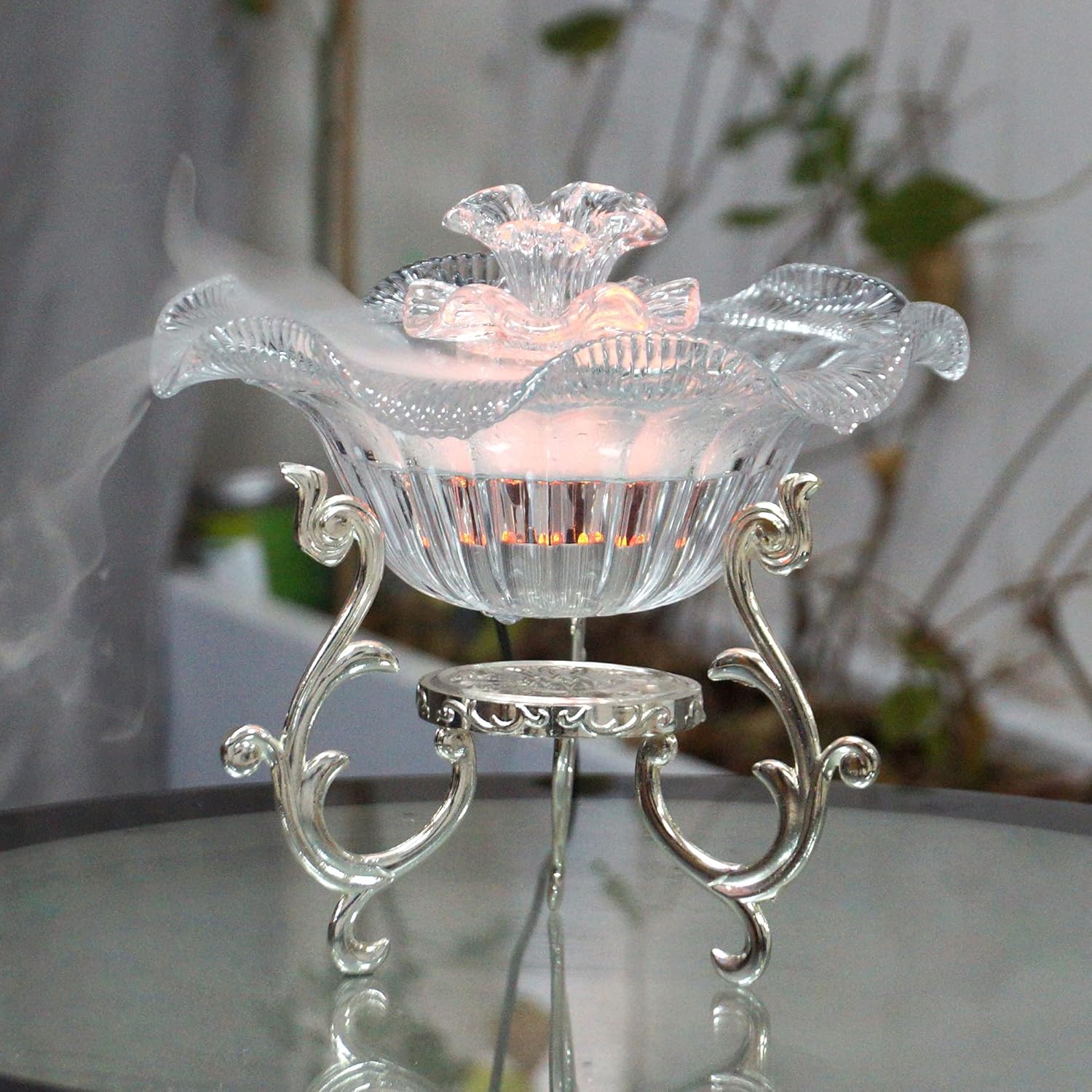 SUMGREEN Desktop Water Fountain Aromatherapy Tabletop Mist Fountain Aroma with LED