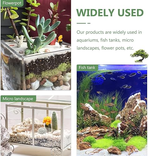 Miniatura 8 de Housoutil Decoración de plantas artificiales de plástico para acuario, planta de árbol bonsái, decoración de peceras, plantas de acuario