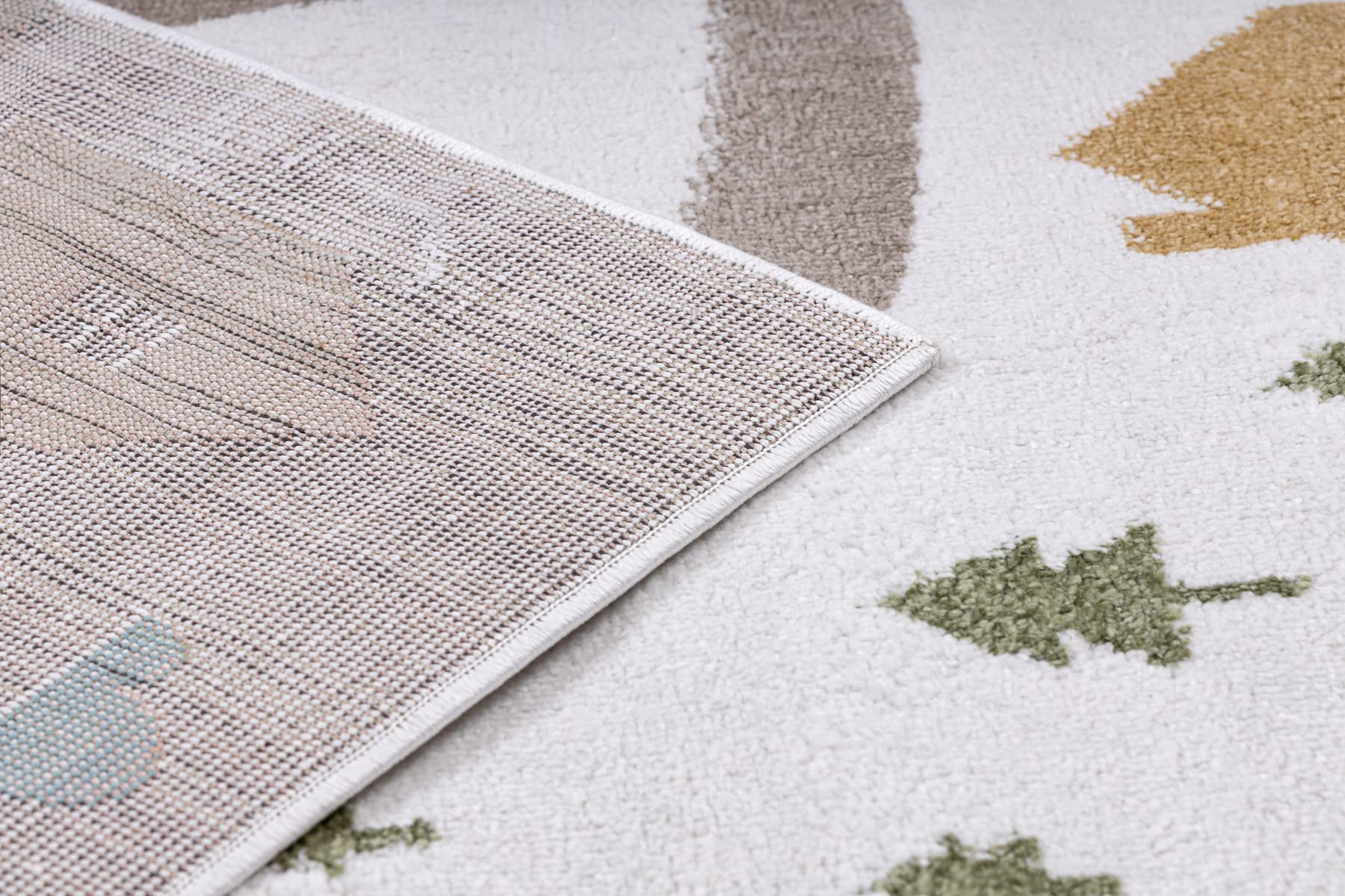 rugsx Tappeto bambini FUN Polar moderno, per la stanza del bambino, tappeti da gioco, camera dei bambini, design originale, Strade, Foresta, crema 200x290 cm