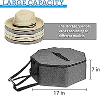 Vista 2 de Caja de Almacenamiento de Sombreros, Cajas de Sombreros para Almacenamiento de Mujeres, Soporte de Sombreros Vaqueros para Viajes, Estuche Portador