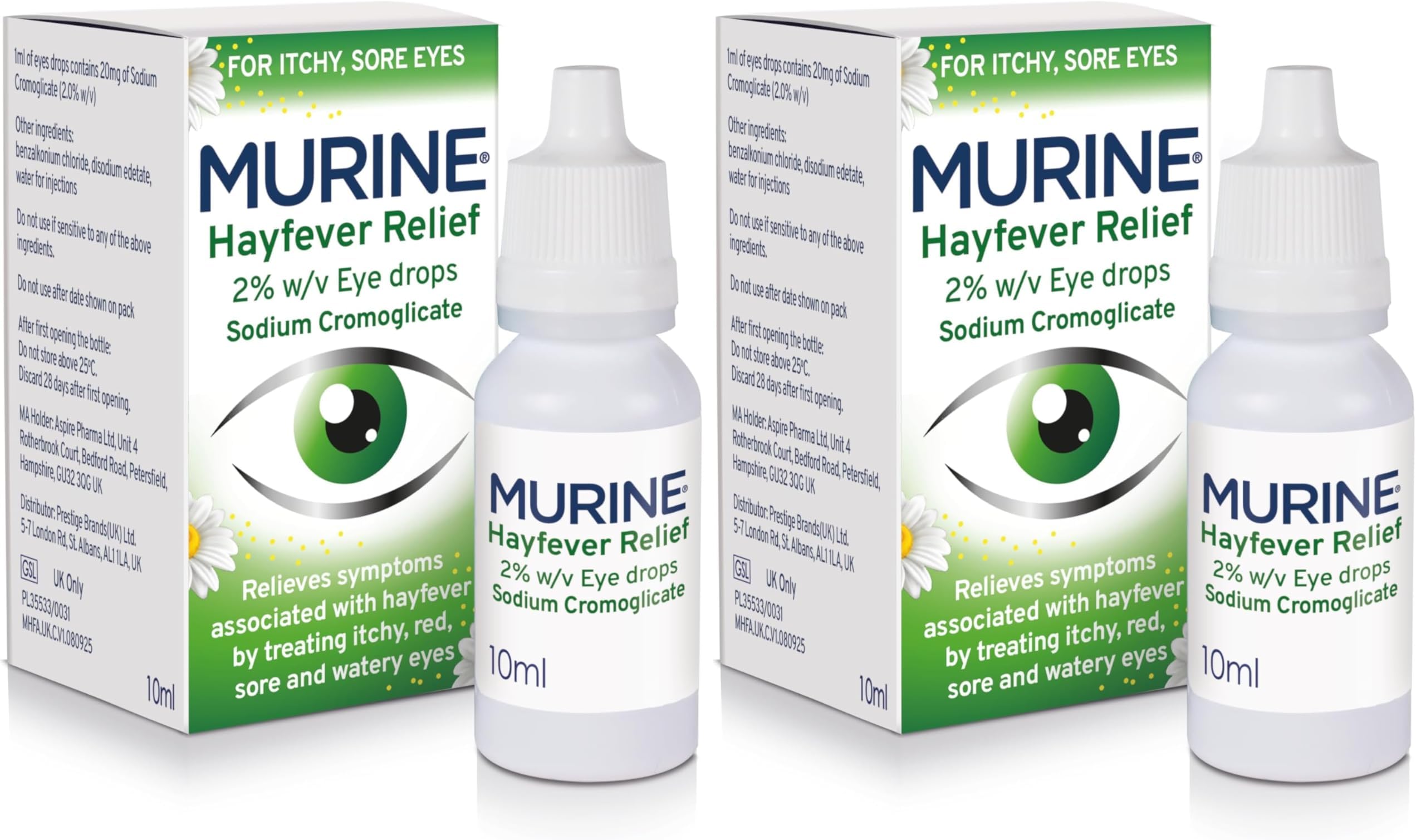 Hayfever Eye Drops, Hayfever Treatment for Itchy and Painful Eyes, Anti-inflammatory Eye Drops 10ml (Pack of 2)