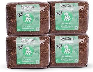 Mycelium Masters Mix Mushroom Substrate 4-Pack (6 lb Bags) Pre-Sterilized 50/50 Oak & Soy Hull | Ideal for Gourmet Wood-Loving Mushrooms | High-Yield, Ready to Use Bulk Substrate | USA Made