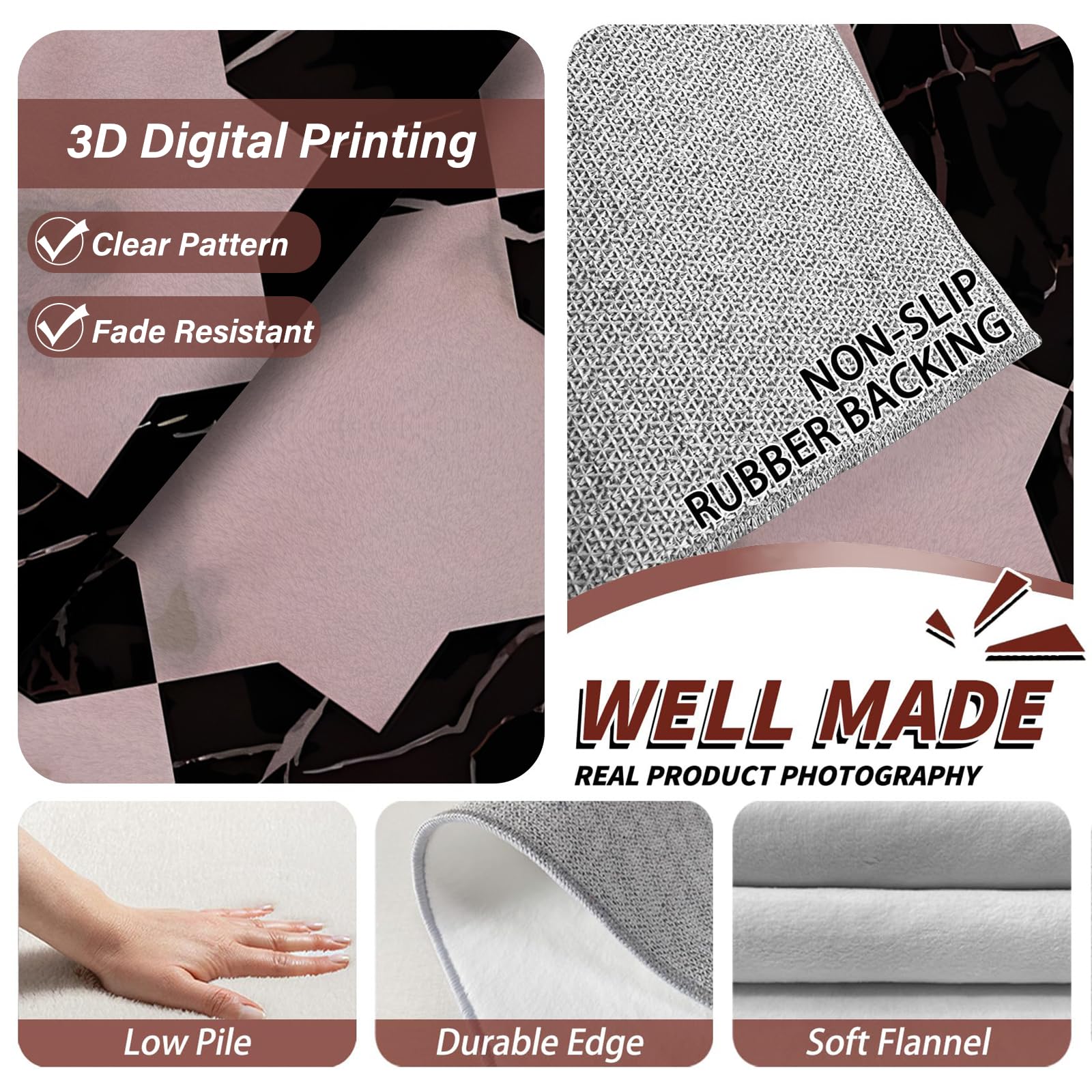 Großer waschbarer Kurzflor-Teppich 200x300 - Marmor Teppiche - Modern Dünn Saugfähig Vielseitig Carpet für Wohnzimmer Schlafzimmer Oder Als Bettvorlege S-114