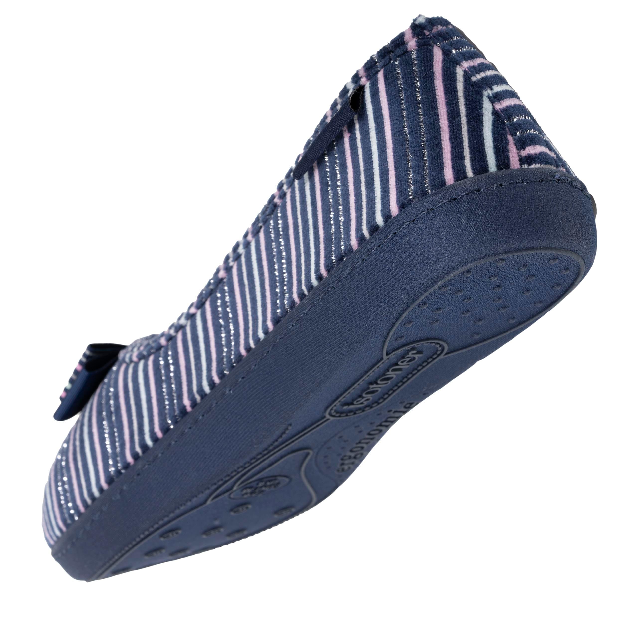 Isotoner Chaussons pantoufles Ballerines femme microvelours semelle ergonomique soutien voûte plantaire,